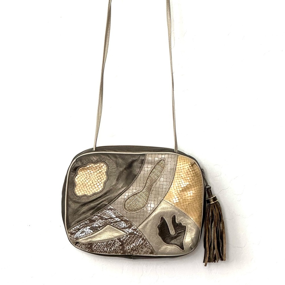 VINTAGE SHARIF MULTI-TEXTURE MULTI-NEUTRALS shoulder/cross-body leather bag